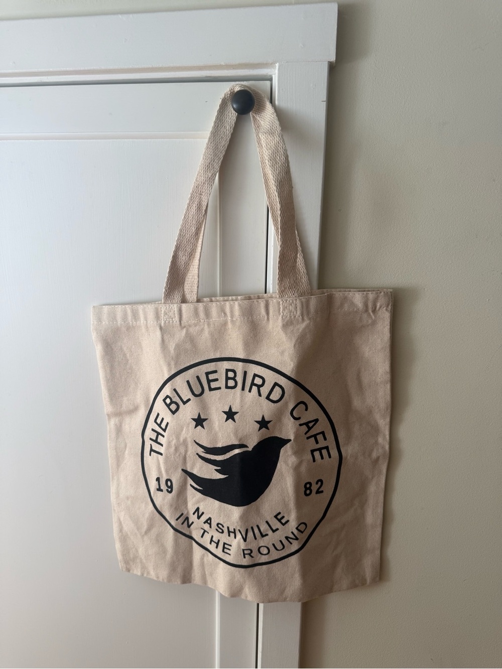The Bluebird Cafe Canvas Tote Bag - Natural with Black Logo